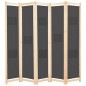 vidaXL Biombo divisor 5 paneles de tela gris 200x170x4 cm vidaXL Biombo divisor 5 paneles de tela gris 200x170x4 cm