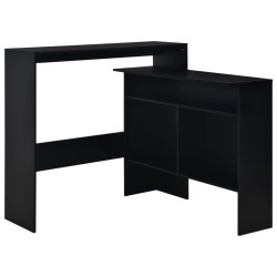 vidaXL Mesa alta de bar con 2 tableros negro 130x40x120 cm