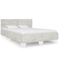 vidaXL Estructura de cama de ratán natural gris 140x200 cm
