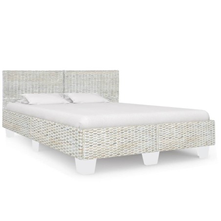 vidaXL Estructura de cama de ratán natural gris 140x200 cm