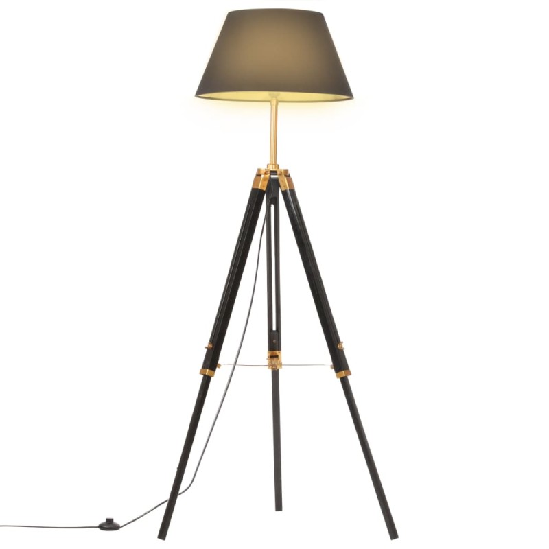 vidaXL Lámpara de trípode madera maciza de teca negro y dorado 141 cm vidaXL Lámpara de trípode madera maciza de teca negro y dorado 141 cm