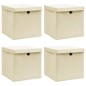 vidaXL Cajas de almacenaje con tapas 4 uds tela crema 32x32x32 cm vidaXL Cajas de almacenaje con tapas 4 uds tela crema 32x32x32 cm
