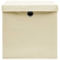vidaXL Cajas de almacenaje con tapas 4 uds tela crema 32x32x32 cm vidaXL Cajas de almacenaje con tapas 4 uds tela crema 32x32x32 cm