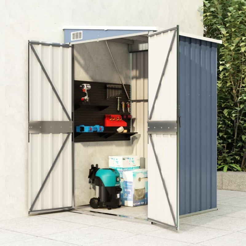 vidaXL Cobertizo de jardín pared acero galvanizado gris 118x100x178 cm vidaXL Cobertizo de jardín pared acero galvanizado gris 118x100x178 cm