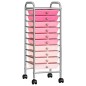 vidaXL Carrito de almacenaje portátil 10 cajones plástico ombre rosa vidaXL Carrito de almacenaje portátil 10 cajones plástico ombre rosa