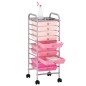 vidaXL Carrito de almacenaje portátil 10 cajones plástico ombre rosa vidaXL Carrito de almacenaje portátil 10 cajones plástico ombre rosa
