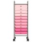 vidaXL Carrito de almacenaje portátil 10 cajones plástico ombre rosa vidaXL Carrito de almacenaje portátil 10 cajones plástico ombre rosa