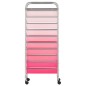 vidaXL Carrito de almacenaje portátil 10 cajones plástico ombre rosa vidaXL Carrito de almacenaje portátil 10 cajones plástico ombre rosa