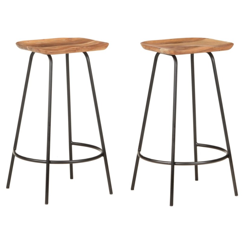 vidaXL Taburetes de cocina 2 unidades madera maciza de acacia vidaXL Taburetes de cocina 2 unidades madera maciza de acacia