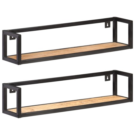 vidaXL Estantes de pared 2 unidades 80 cm madera de mango rugosa