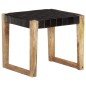 vidaXL Taburete de cuero auténtico negro y madera de mango maciza vidaXL Taburete de cuero auténtico negro y madera de mango maciza