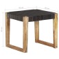 vidaXL Taburete de cuero auténtico negro y madera de mango maciza vidaXL Taburete de cuero auténtico negro y madera de mango maciza
