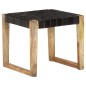 vidaXL Taburete de cuero auténtico negro y madera de mango maciza vidaXL Taburete de cuero auténtico negro y madera de mango maciza