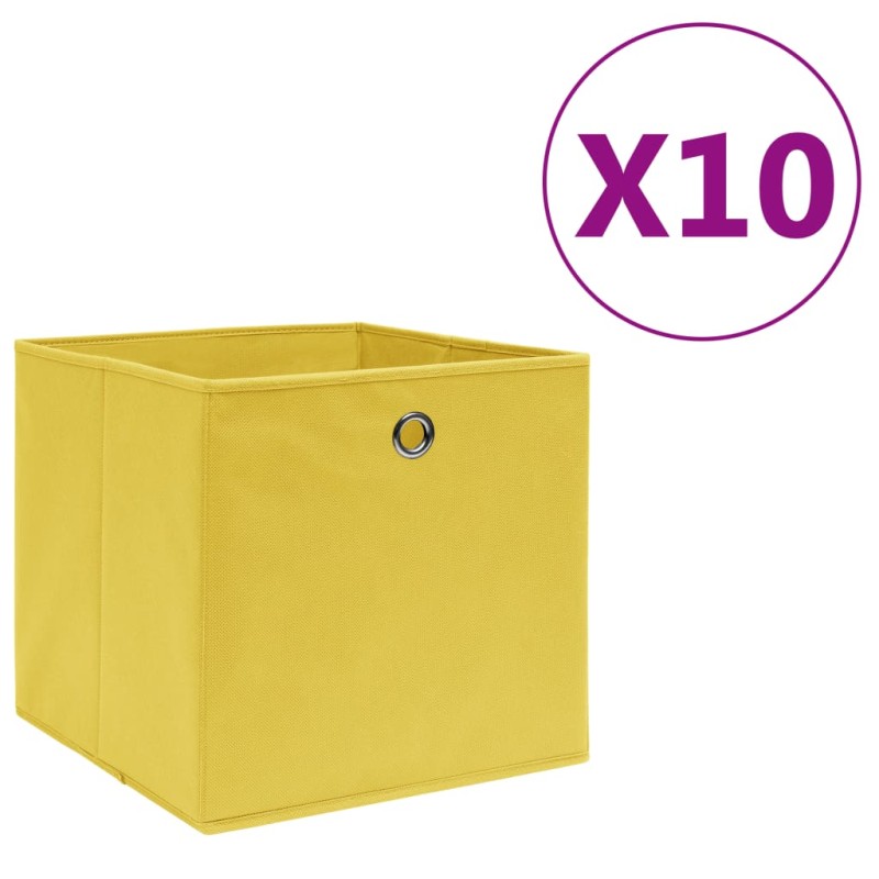 vidaXL Cajas de almacenaje 10 uds tela no tejida amarillo 28x28x28 cm vidaXL Cajas de almacenaje 10 uds tela no tejida amarillo 28x28x28 cm