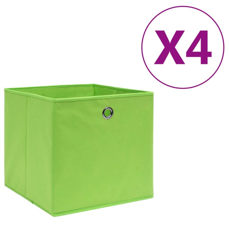 vidaXL Cajas de almacenaje 4 uds tela no tejida verde 28x28x28 cm vidaXL Cajas de almacenaje 4 uds tela no tejida verde 28x28x28 cm