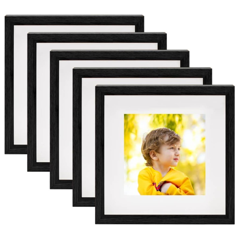 vidaXL Marco de foto caja 3D 5 uds negro 23x23 cm para foto 13x13 cm