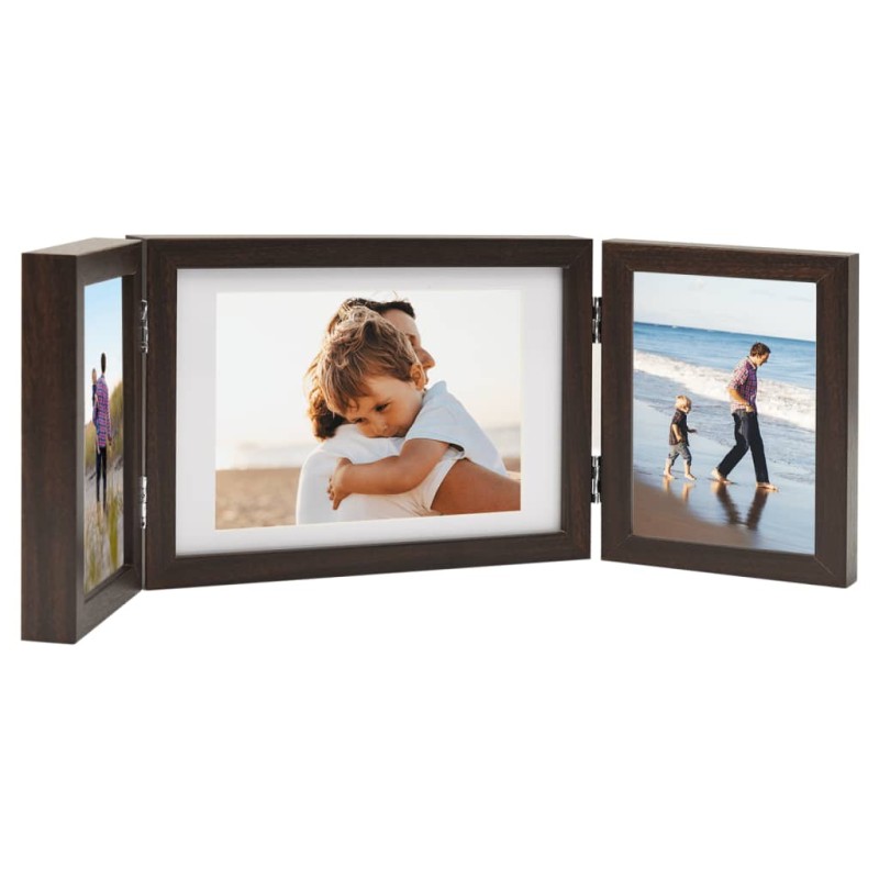 vidaXL Marco de foto collage triple marrón oscuro 28x18 cm+2x(13x18 cm)