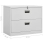 vidaXL Armario archivador de acero gris claro 90x46x72,5 cm 