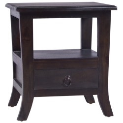 vidaXL Mesita de noche madera maciza de caoba negro claro 40x40x45 cm