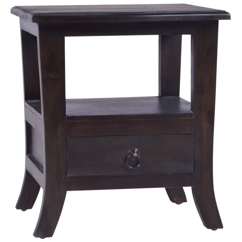 vidaXL Mesita de noche madera maciza de caoba negro claro 40x40x45 cm