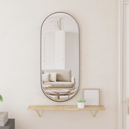 vidaXL Espejo de pared ovalado negro 30x70 cm