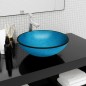 vidaXL Lavabo de vidrio templado azul 42x14 cm vidaXL Lavabo de vidrio templado azul 42x14 cm