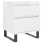 vidaXL Mesitas noche 2 uds madera ingeniería blanco brillo 40x35x50 cm