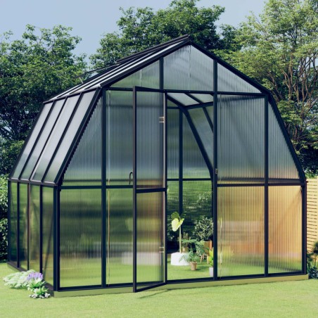 vidaXL Invernadero con estructura de aluminio gris antracita 6,43 m²