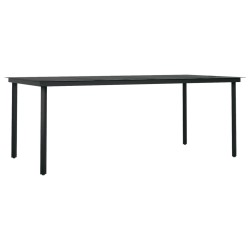 vidaXL Mesa de comedor para jardín acero y vidrio negro 200x100x74 cm