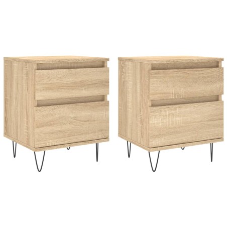 vidaXL Mesitas noche 2 uds madera ingeniería roble Sonoma 40x35x50 cm