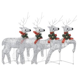 vidaXL Renos de Navidad 4 unidades 80 LED plateado