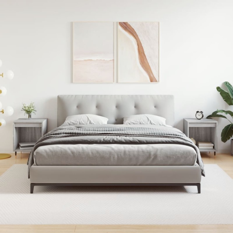vidaXL Mesita de noche 2 uds madera ingeniería gris Sonoma 40x35x50 cm vidaXL Mesita de noche 2 uds madera ingeniería gris Sonoma 40x35x50 cm