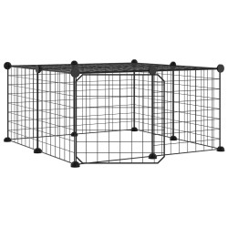 vidaXL Jaula para mascotas de 12 paneles puerta acero negro 35x35cm