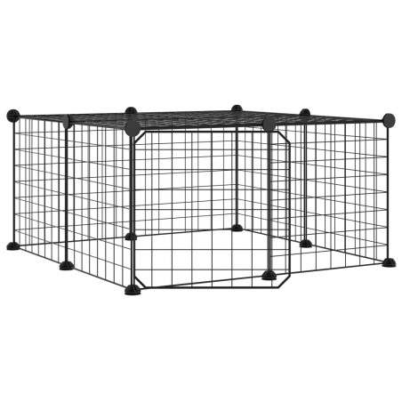 vidaXL Jaula para mascotas de 12 paneles puerta acero negro 35x35cm
