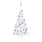 vidaXL Medio árbol de Navidad con luces y bolas blanco 150 cm vidaXL Medio árbol de Navidad con luces y bolas blanco 150 cm