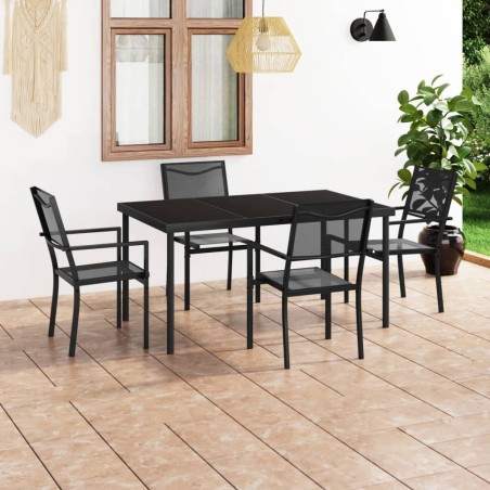 vidaXL Juego de comedor para jardín 5 piezas acero