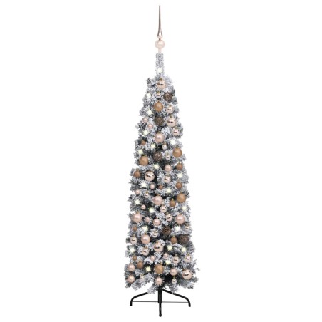 vidaXL Árbol de Navidad preiluminado con luces y bolas verde 150 cm