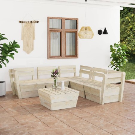 vidaXL Muebles de palés para jardín 6 pzas madera de abeto impregnada
