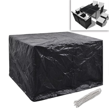 vidaXL Fundas muebles de jardín 2 uds 4 pers 8 ojales ratán 113x113cm