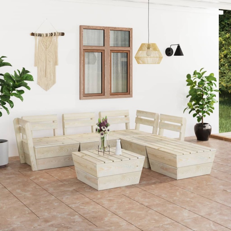 vidaXL Muebles de palets para jardín 6 pzas madera de abeto impregnada