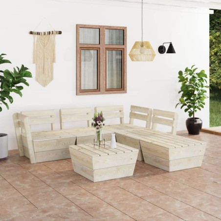 vidaXL Muebles de palets para jardín 6 pzas madera de abeto impregnada