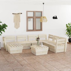 vidaXL Muebles de palets para jardín 8 pzas madera de abeto impregnada