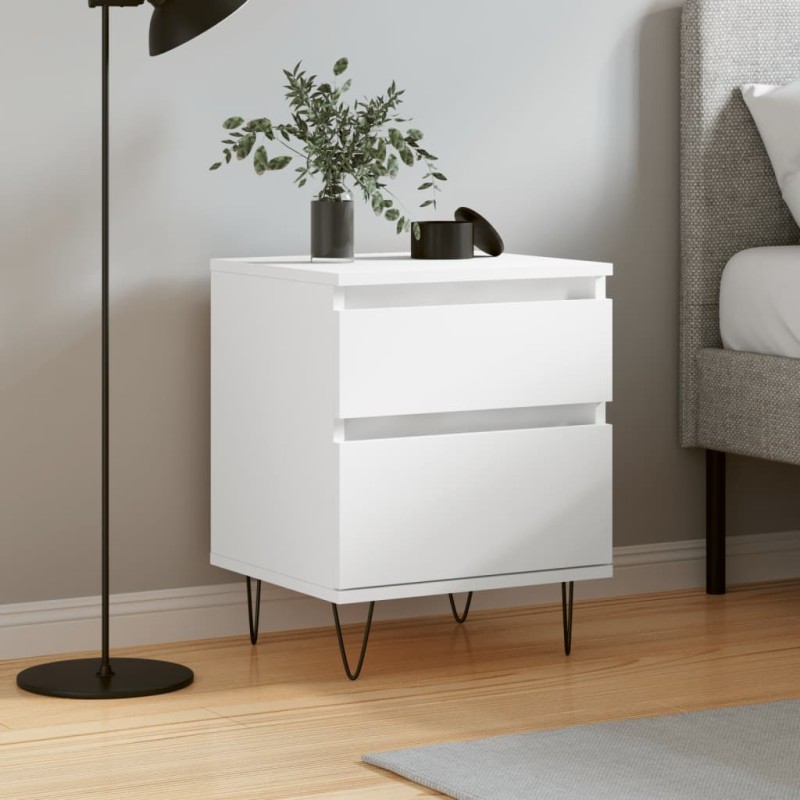 vidaXL Mesita de noche madera contrachapada blanco 40x35x50 cm vidaXL Mesita de noche madera contrachapada blanco 40x35x50 cm