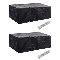 vidaXL Funda de muebles de jardín 2 uds set ratán 8 personas 8 ojales