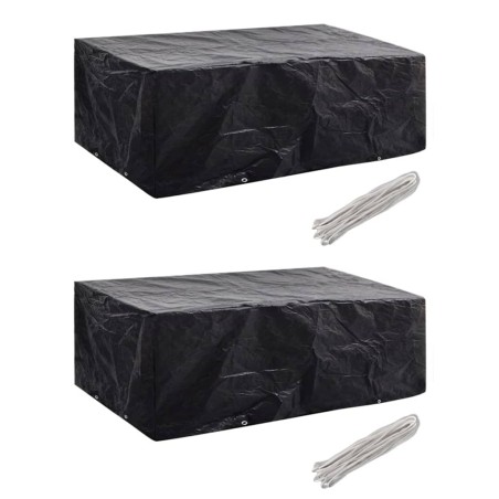 vidaXL Funda de muebles de jardín 2 uds set ratán 8 personas 8 ojales