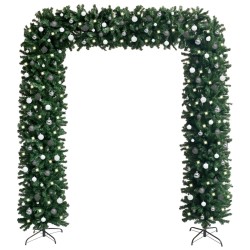 vidaXL Set de arco del árbol de Navidad con LED y bolas verde 240 cm