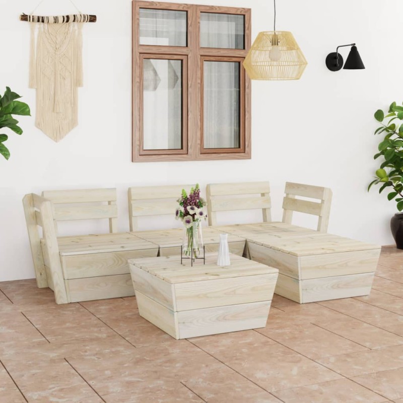 vidaXL Muebles de palets para jardín 5 pzas madera de abeto impregnada