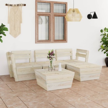 vidaXL Muebles de palets para jardín 5 pzas madera de abeto impregnada