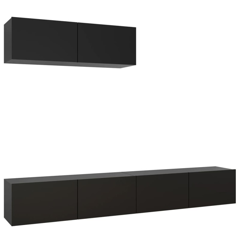 vidaXL Set de muebles de salón TV 3 pzas madera de ingeniería negro vidaXL Set de muebles de salón TV 3 pzas madera de ingeniería negro