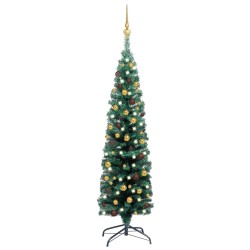 vidaXL Árbol de Navidad preiluminado con luces y bolas verde 120 cm